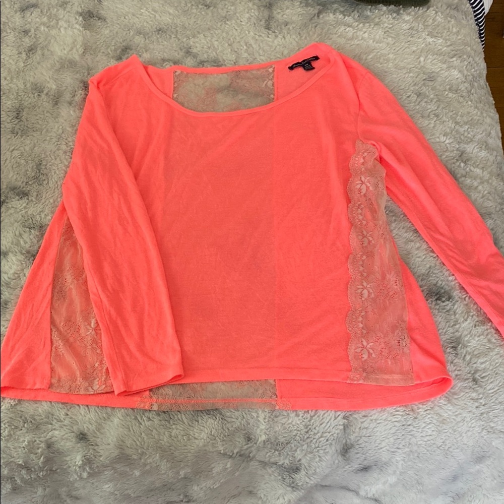 American Eagle Coral Lace Accent Top